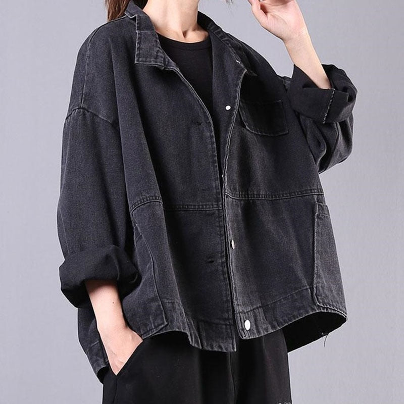 Women&#39;s Clothing 2022 Spring New Korean Version Loose Literary Retro Old-Fashioned Denim Women&#39;s Long-Sleeved Short Jacket