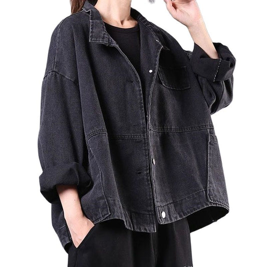 Women&#39;s Clothing 2022 Spring New Korean Version Loose Literary Retro Old-Fashioned Denim Women&#39;s Long-Sleeved Short Jacket