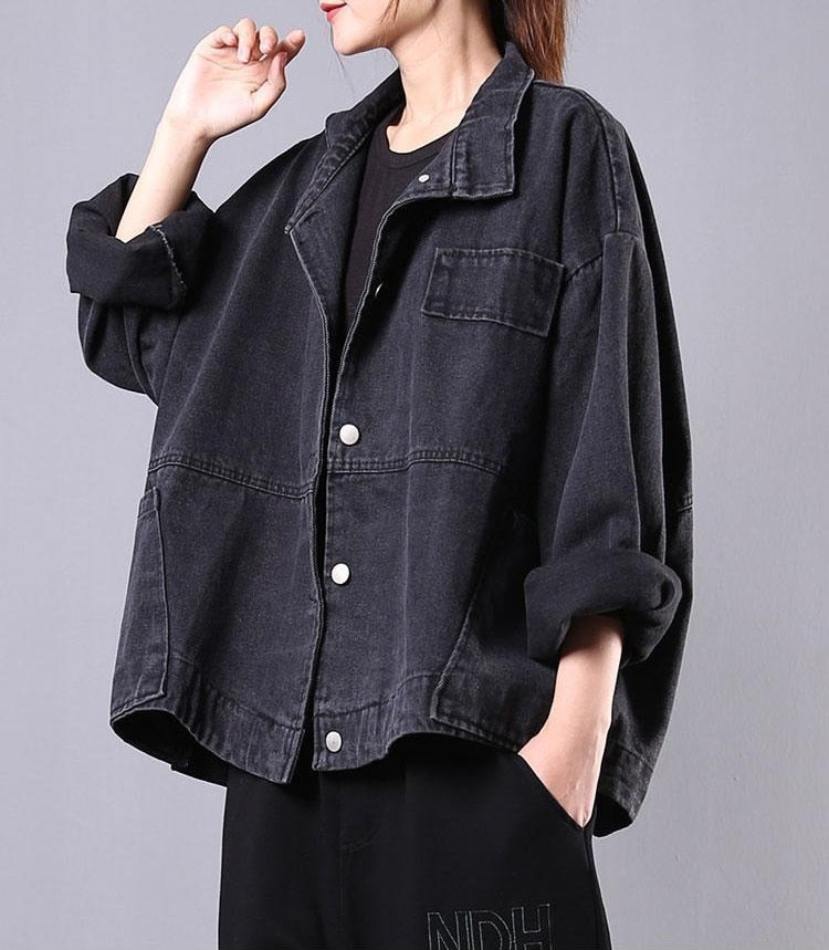 Women&#39;s Clothing 2022 Spring New Korean Version Loose Literary Retro Old-Fashioned Denim Women&#39;s Long-Sleeved Short Jacket
