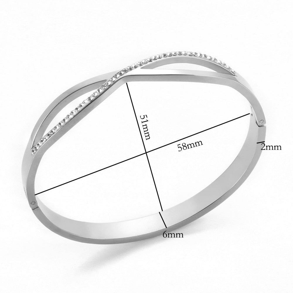 JINHUI Cross Rhinestone Cuff Bangles & Bracelets For Women Girls Popular Stainless Steel Luxury Crystal Bracelet Female Jewelry