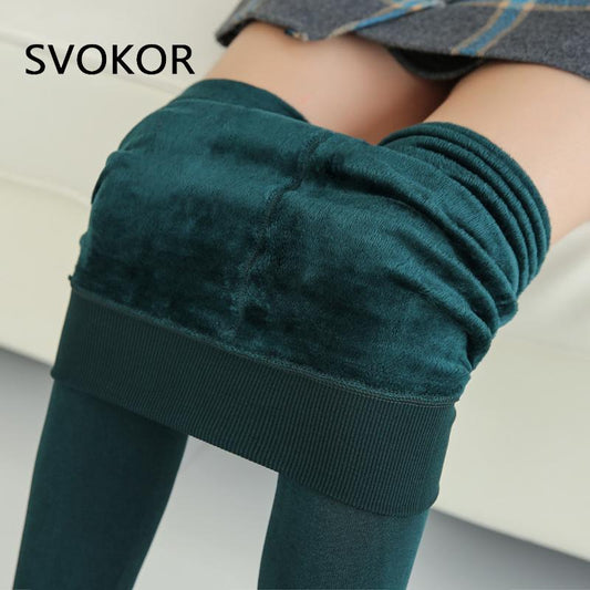 SVOKOR Winter Leggings Knitting Velvet Leggings High Elastic Thicken Warm Pants Skinny Pants For Women Leggins Comfortable