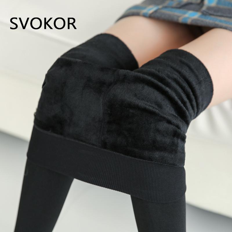 SVOKOR Winter Leggings Knitting Velvet Leggings High Elastic Thicken Warm Pants Skinny Pants For Women Leggins Comfortable