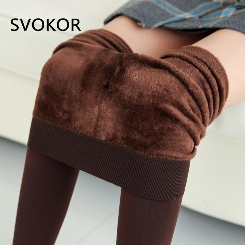 SVOKOR Winter Leggings Knitting Velvet Leggings High Elastic Thicken Warm Pants Skinny Pants For Women Leggins Comfortable