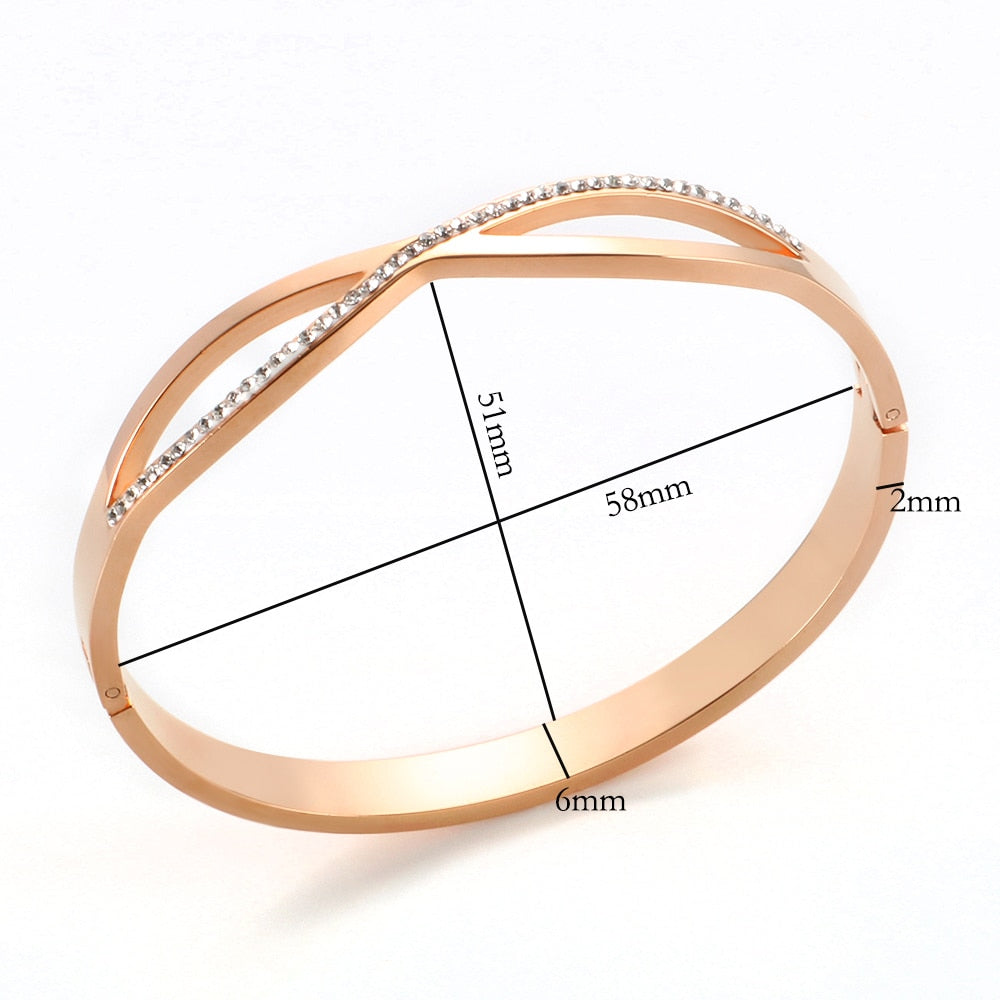 JINHUI Cross Rhinestone Cuff Bangles & Bracelets For Women Girls Popular Stainless Steel Luxury Crystal Bracelet Female Jewelry