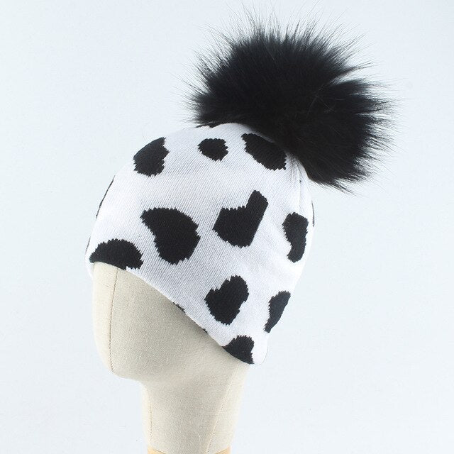 Coco Panda Print Pom-Pom Beanie