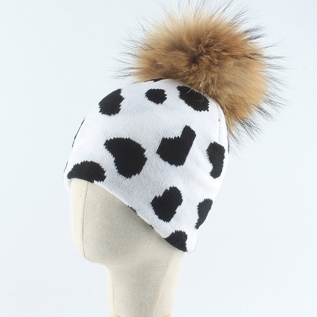 Coco Panda Print Pom-Pom Beanie