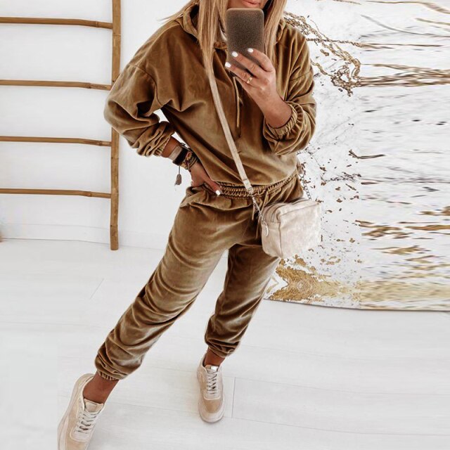 Alexis Women's Velour Hooded Jogger