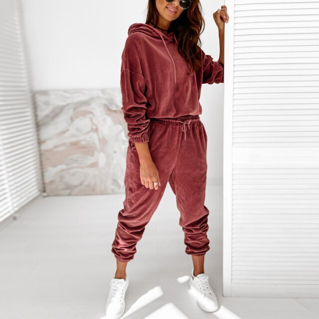 Alexis Women's Velour Hooded Jogger