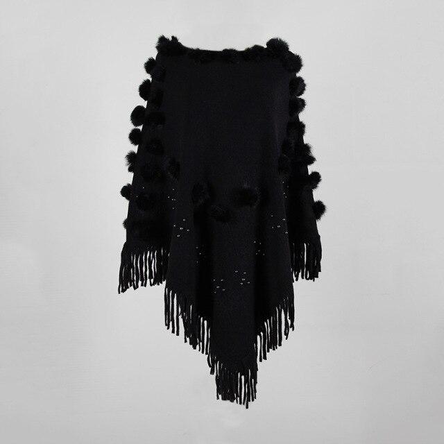 Thora Knit Poncho with Tassels
